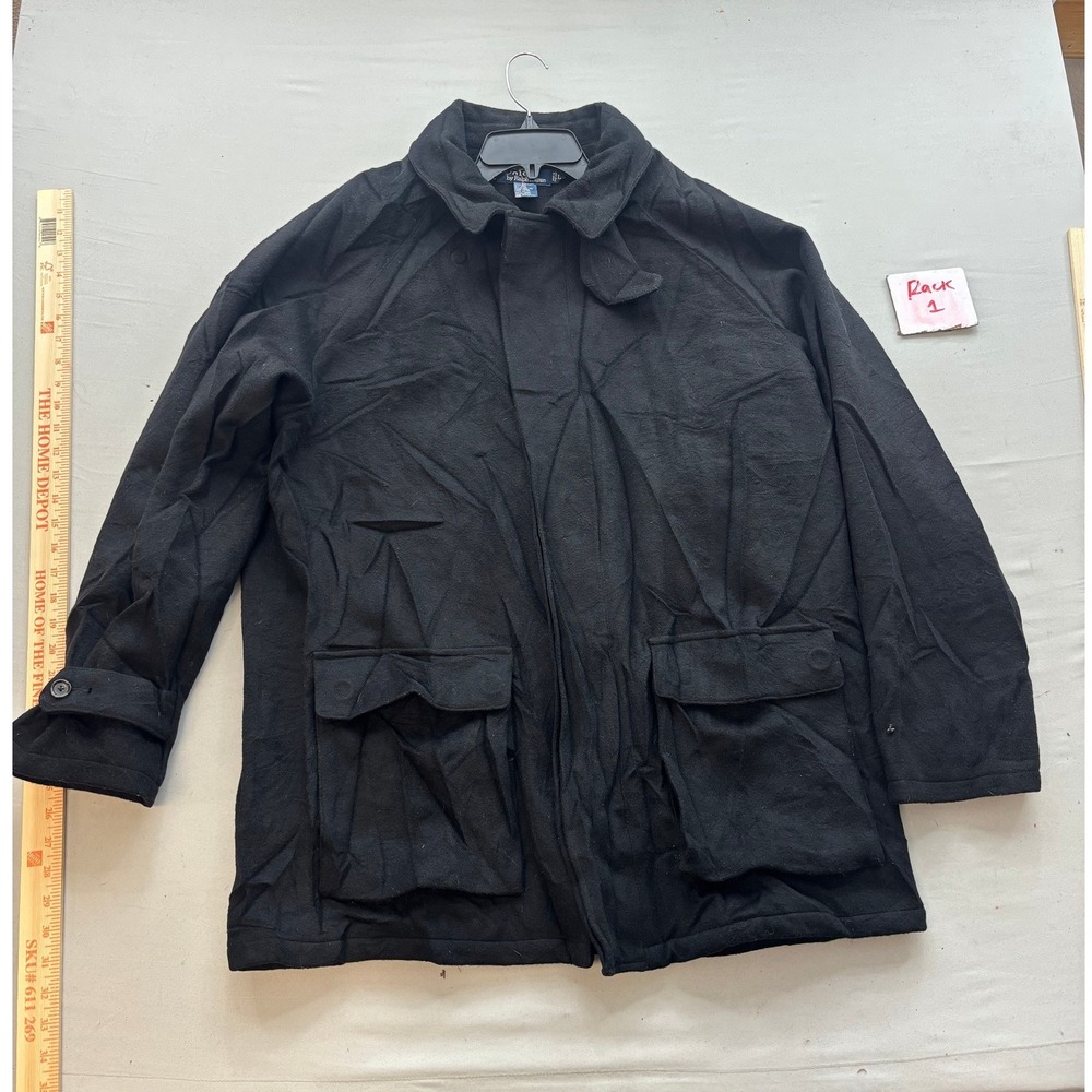 Polo Ralph Lauren Mens Black Wool Blend Field Jacket Utility Coat Large
